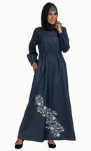 Floral embroidered fit and arabian abaya dress - EastEssence.com