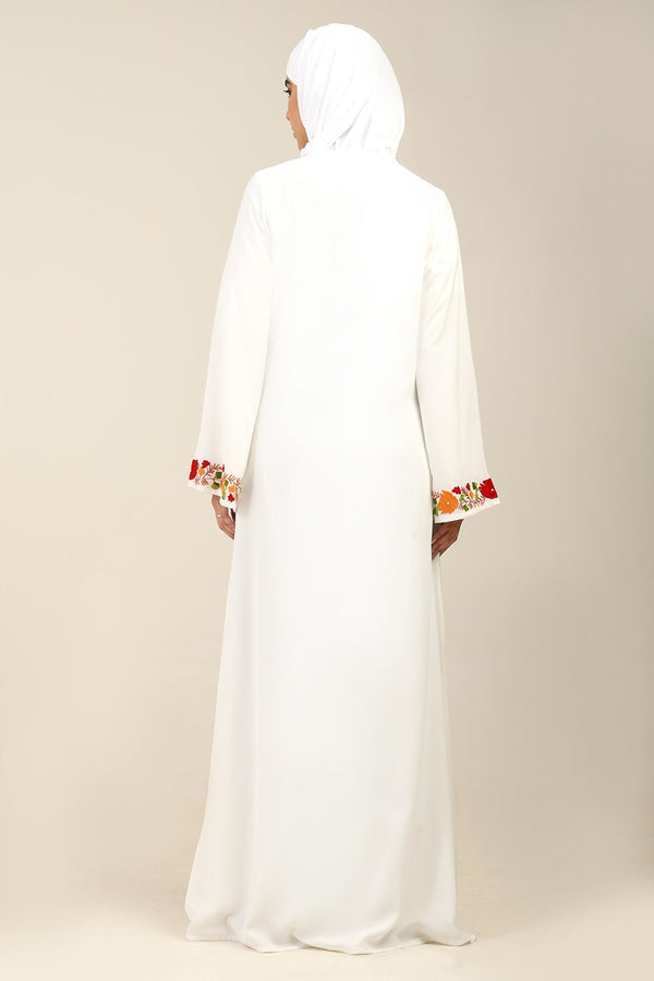 Floral Embroidered Nida Fabric Abaya - EastEssence.com