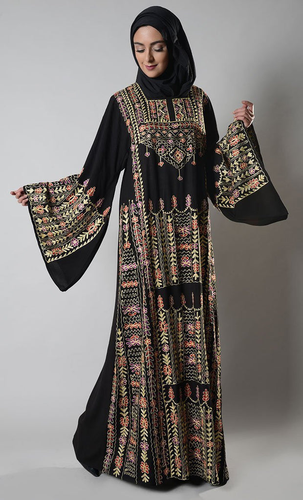 Floral Embroidered Palestinian Jordanian Dress - Final Sale - EastEssence.com