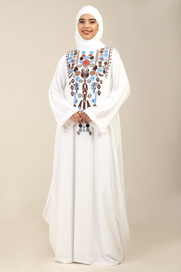 Floral Embroidered Rayon Kaftan Abaya - EastEssence.com