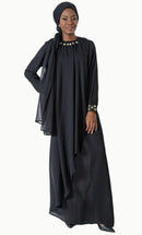 Floral motifs elegant abaya dress - EastEssence.com