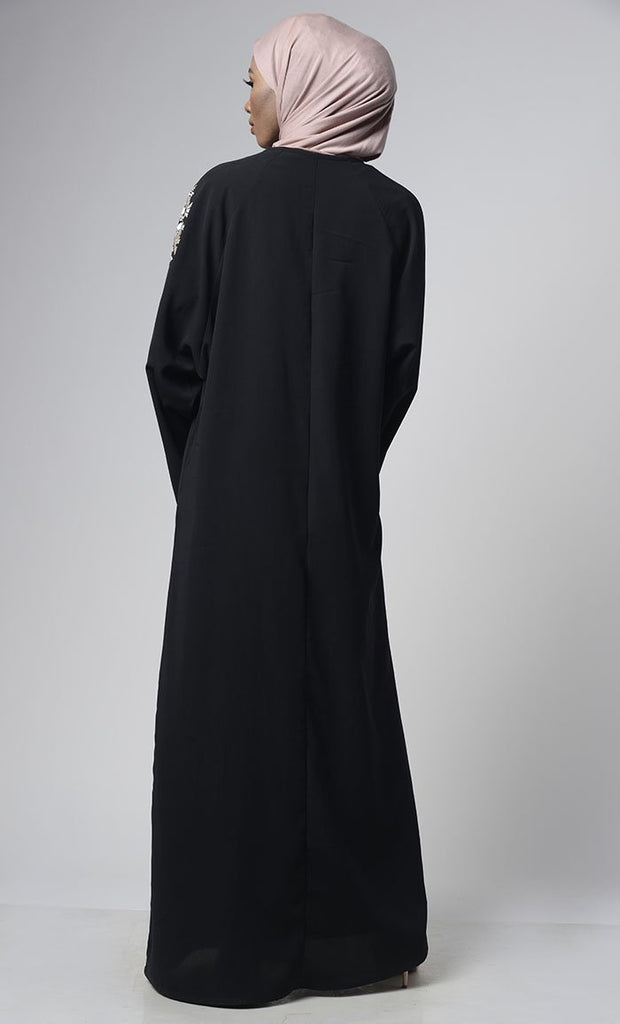 Floral Thread Embroidered Dubai Abaya - Final Sale - EastEssence.com