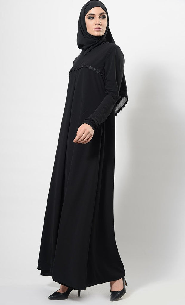 Flow with lace abaya + Free Hijab - Final Sale - EastEssence.com