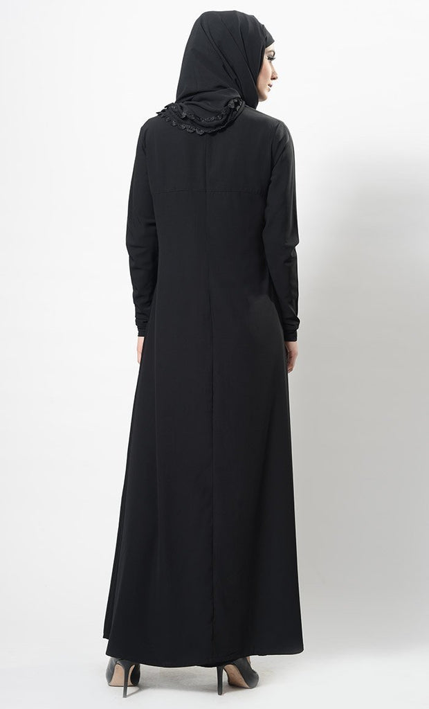 Flow with lace abaya + Free Hijab - Final Sale - EastEssence.com