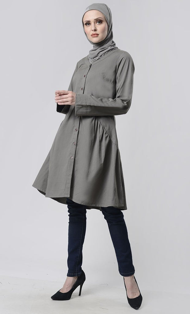 Front Button Down Basic Tunic - Final Sale - EastEssence.com