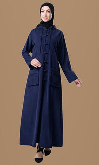 Front Knot Button Corduroy Layer Jacket - EastEssence.com