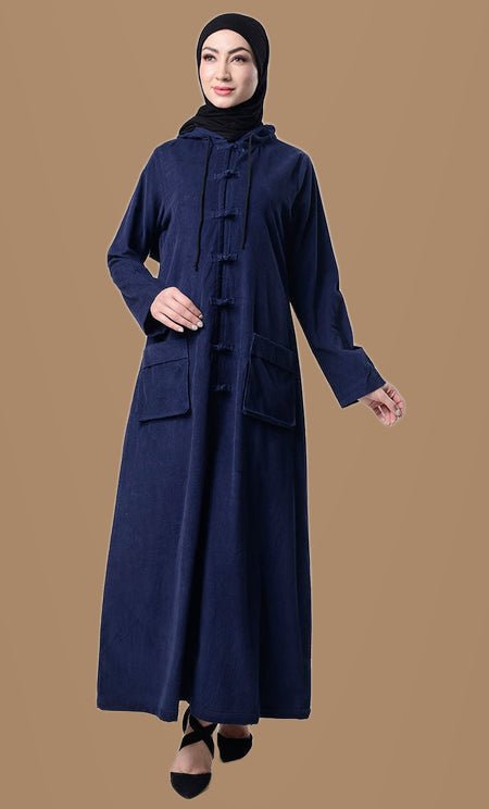 Front Knot Button Corduroy Layer Jacket - EastEssence.com