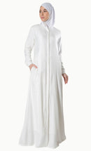 Front Open Button Down Hajj Umrah Abaya Dress with inner lining - EastEssence.com