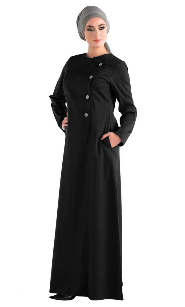 Front Open Cotton Jilbab with side pockets - EastEssence.com