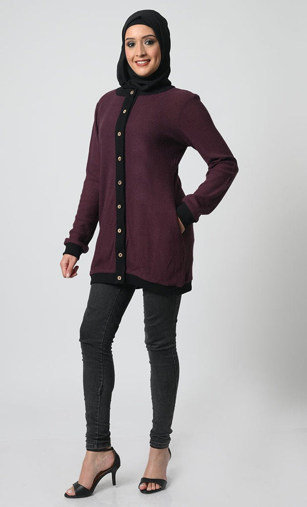 Front open Knitted Wool Winter Cardigan - EastEssence.com