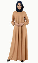 Front pleated A line casual abaya dress - EastEssence.com