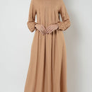 Front pleated A line casual abaya dress - EastEssence.com