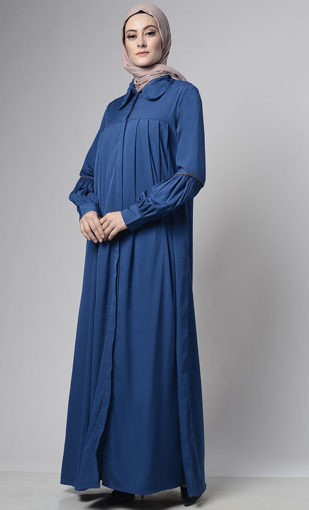 Front Pleated Everyday Stylish Abaya - Final Sale - EastEssence.com