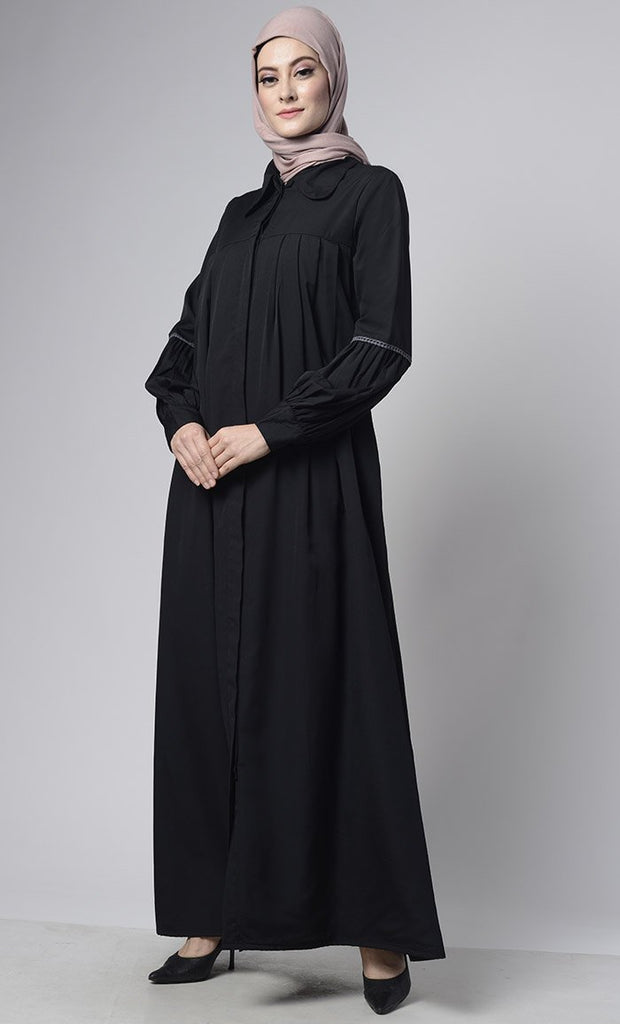 Front Pleated Everyday Stylish Abaya - Final Sale - EastEssence.com