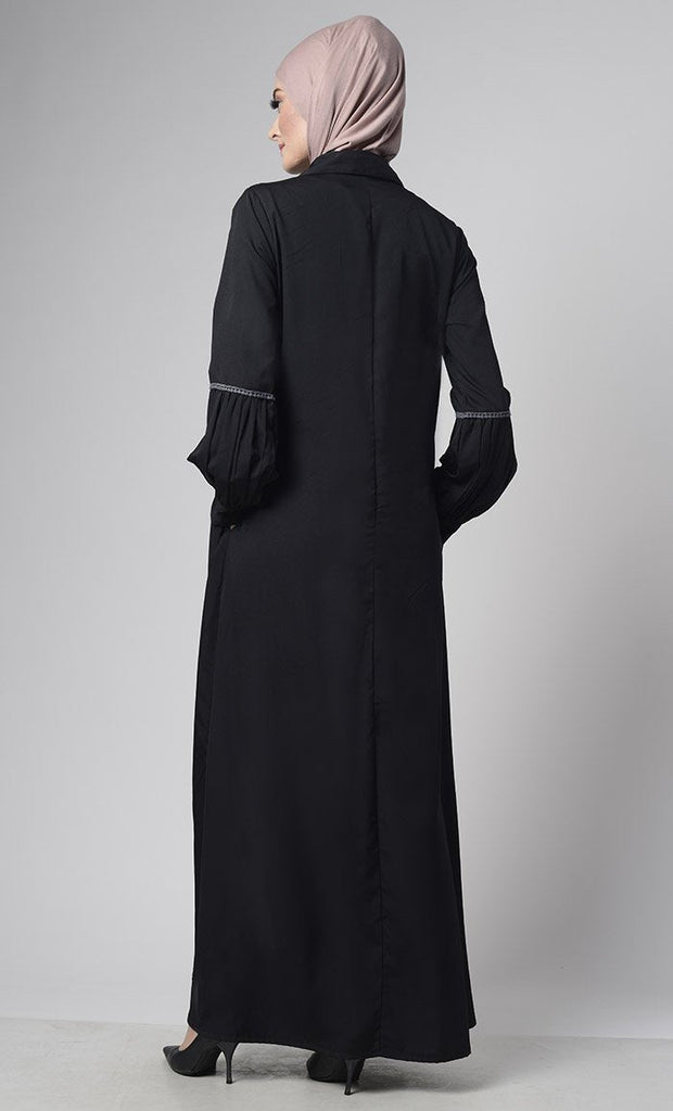 Front Pleated Everyday Stylish Abaya - Final Sale - EastEssence.com