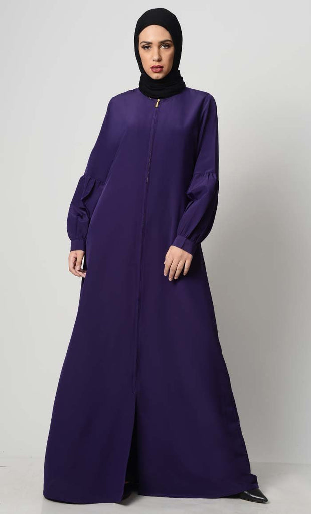 Front Zipper Basic Purple Abaya - Final Sale - EastEssence.com