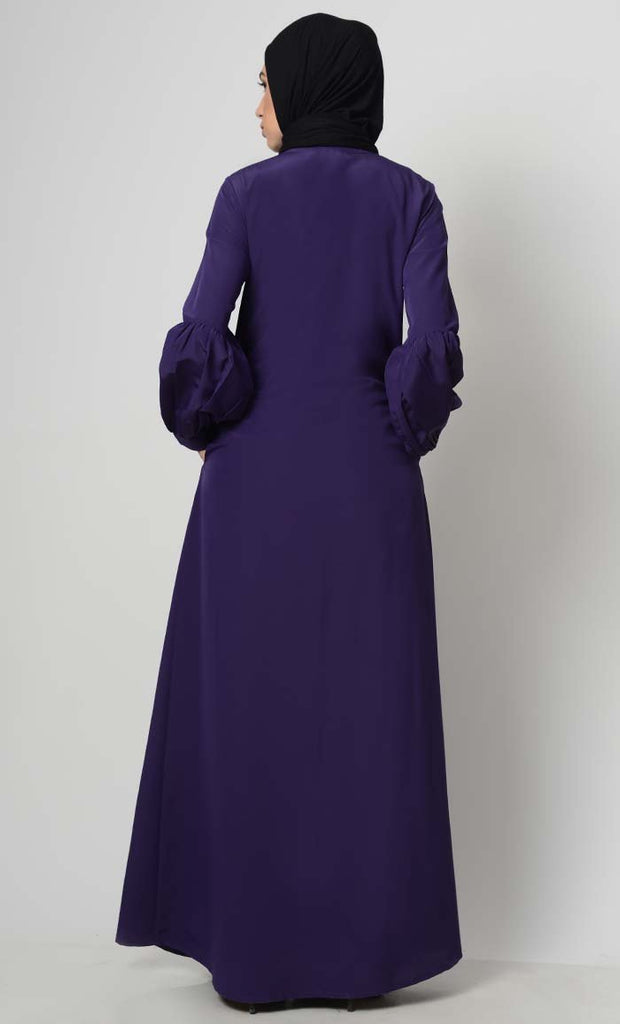 Front Zipper Basic Purple Abaya - Final Sale - EastEssence.com