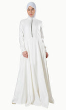 Front Zipper detail pleated Umrah Hajj Abaya dress - EastEssence.com