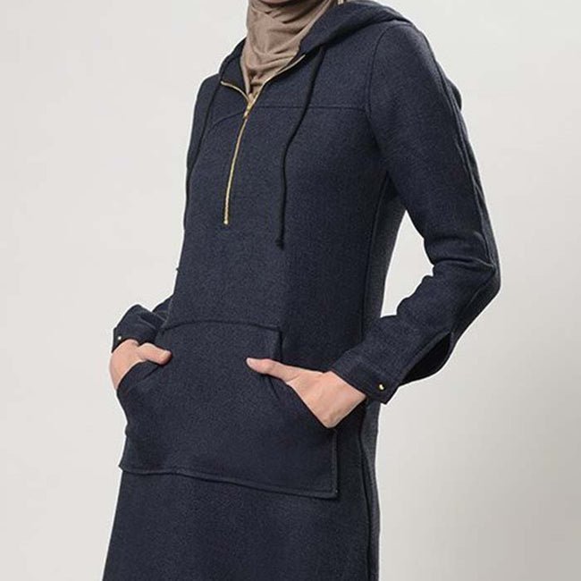 Front Zipper Extra Long Hoodie - EastEssence.com