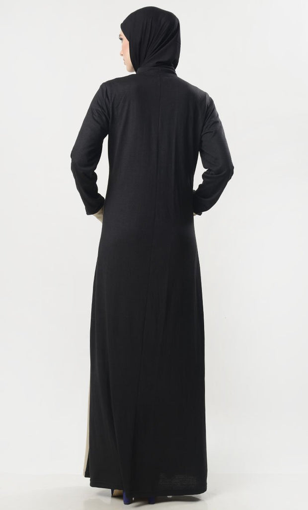 Front Zipper Jersey Modest Abaya With Pockets - Final Sale - EastEssence.com