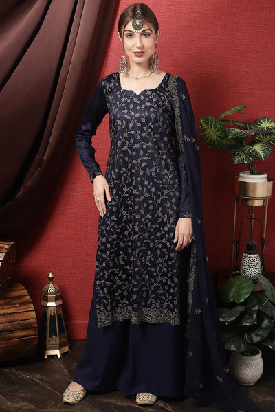 Full Sleeve Embroidered Cotton Blend Kameez Pant Set - EastEssence.com