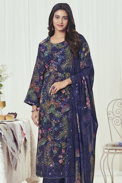 Georgette A - Line Kurta Pant Set with 3/4th Sleeves - EastEssence.com