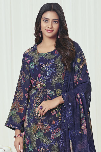 Georgette A - Line Kurta Pant Set with 3/4th Sleeves - EastEssence.com
