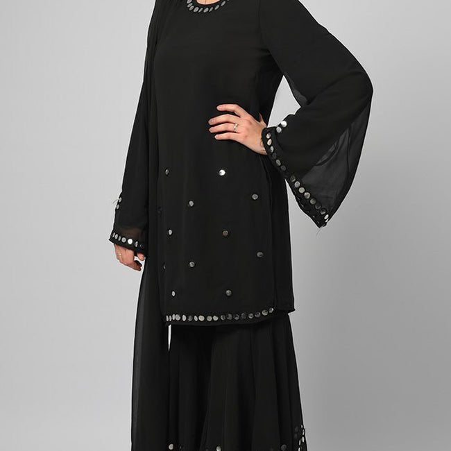 Georgette Flared Palazzo Kurta Set With Dupatta set - EastEssence.com