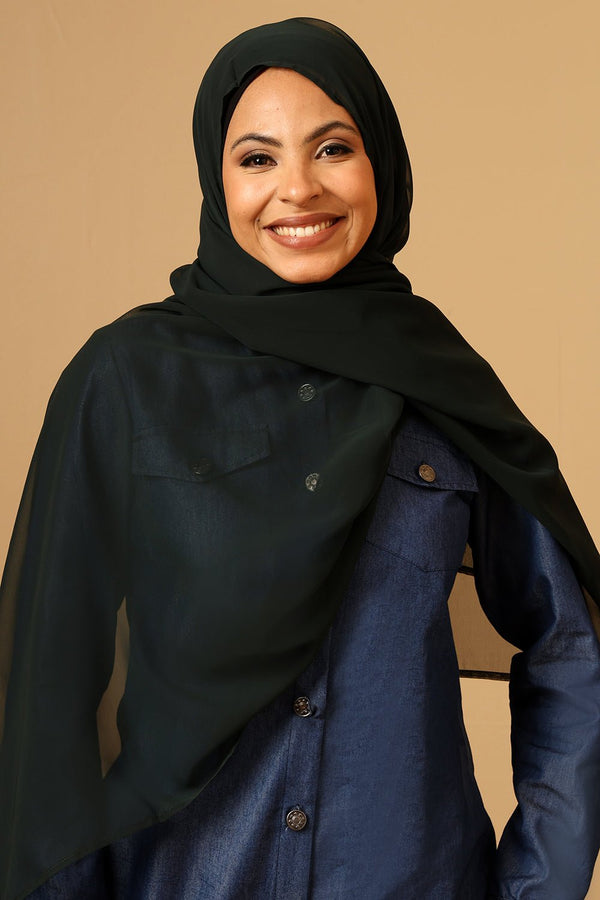 Georgette Hijab stole for Women - Black - EastEssence.com