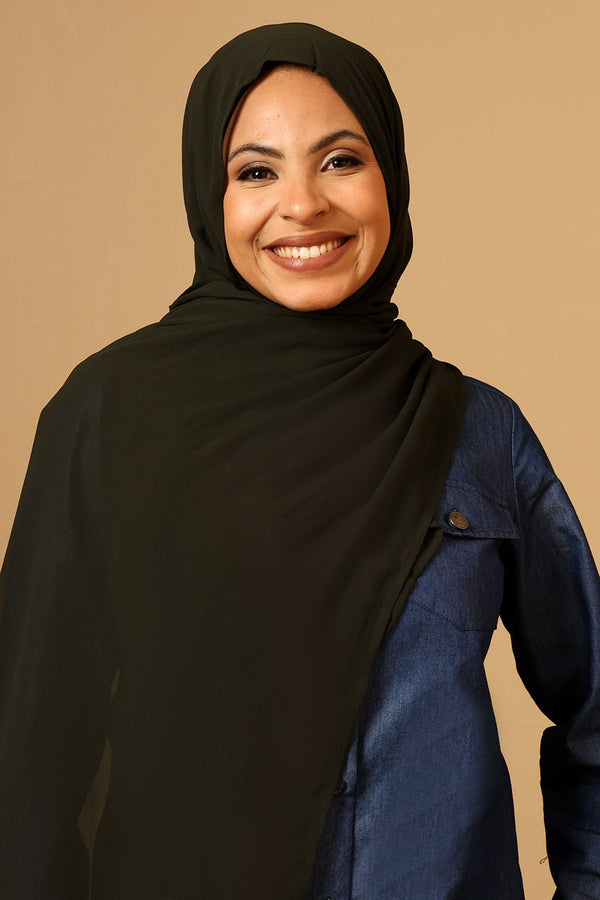 Georgette Hijab stole for Women - Black - EastEssence.com