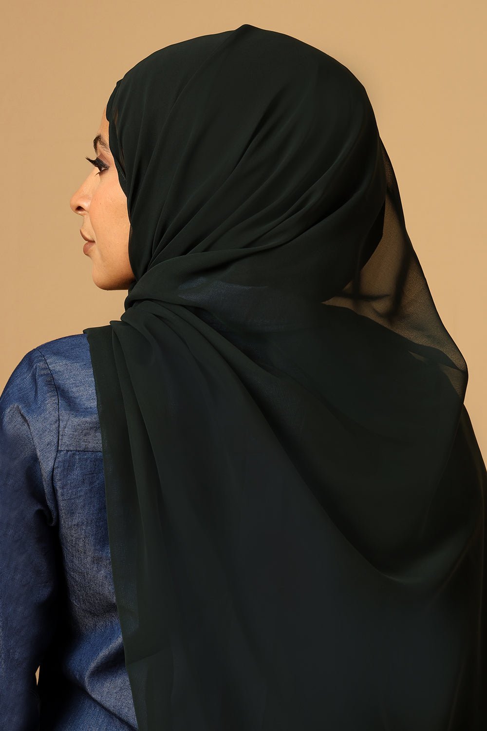 Georgette Hijab stole for Women - Black - EastEssence.com