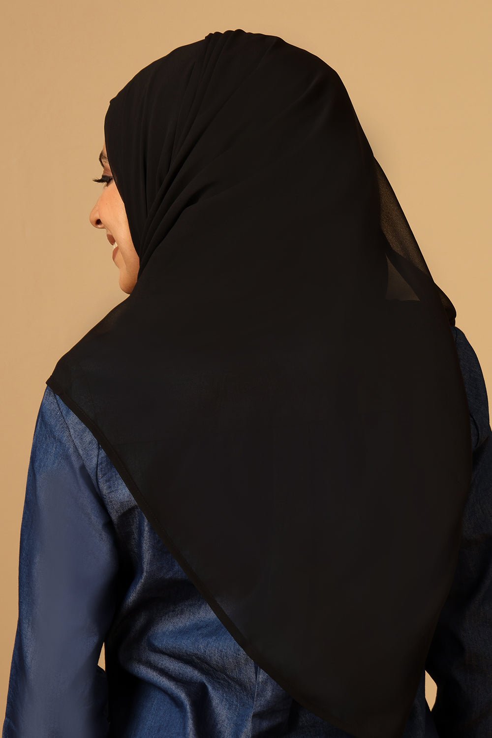 Georgette Hijab stole for Women - Black - EastEssence.com