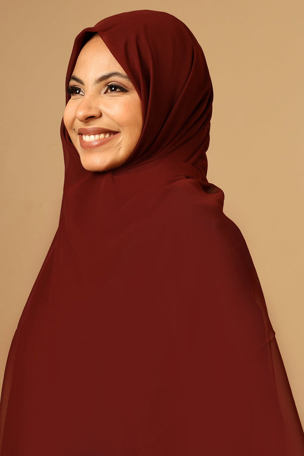 Georgette Hijab stole for Women - Maroon - EastEssence.com