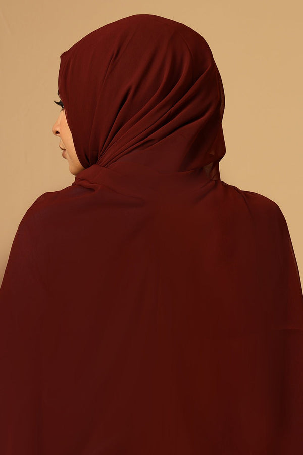 Georgette Hijab stole for Women - Maroon - EastEssence.com