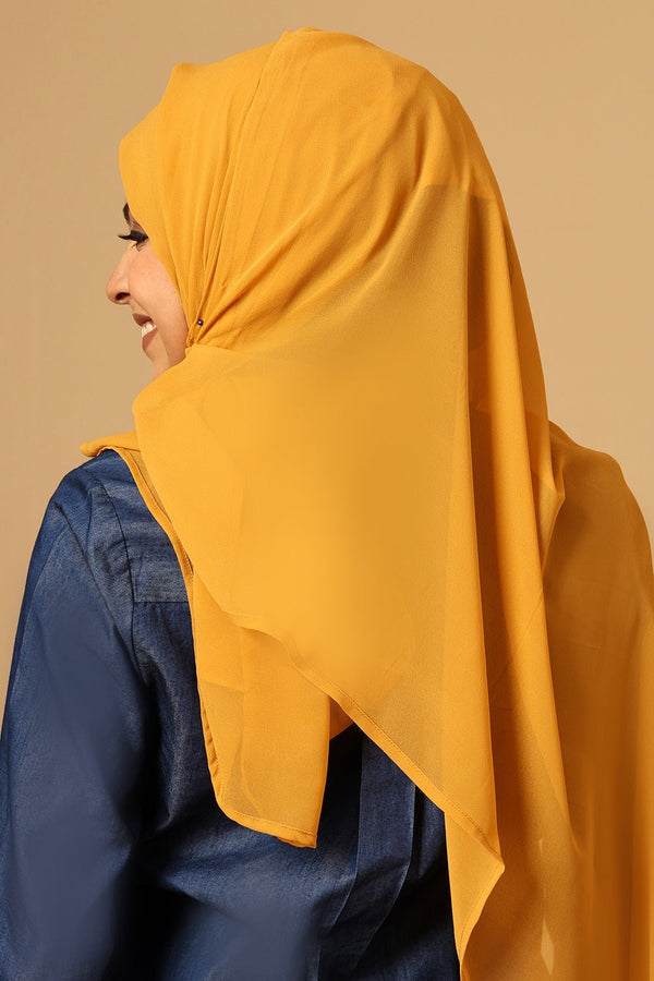 Georgette Hijab stole for Women - Mustard - EastEssence.com
