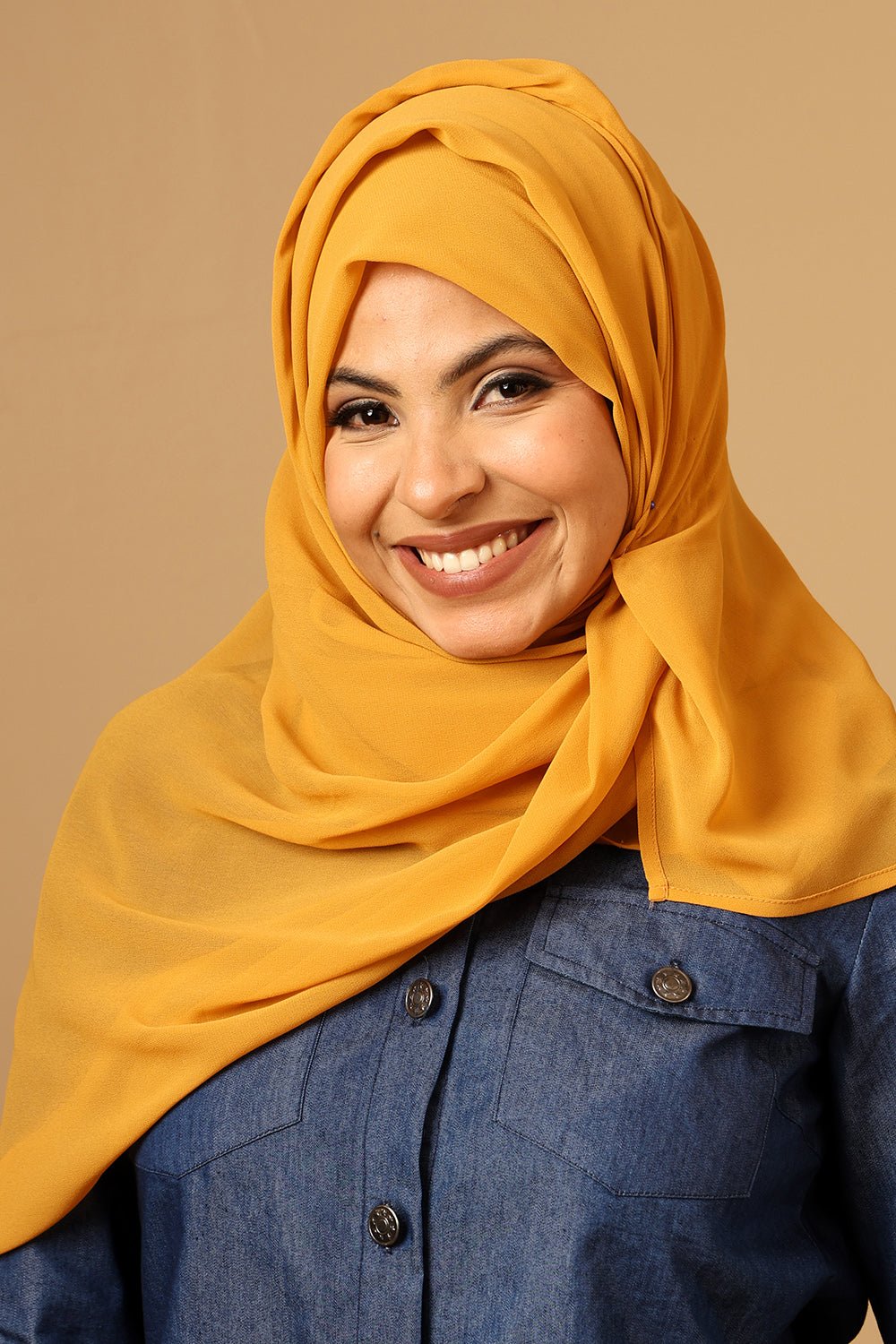 Georgette Hijab stole for Women - Mustard - EastEssence.com