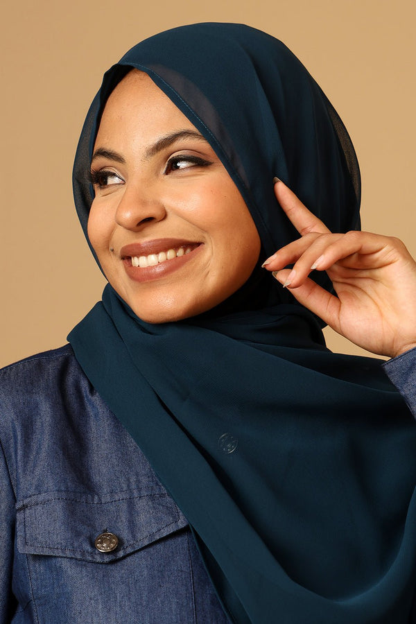 Georgette Hijab stole for Women - Navy - EastEssence.com