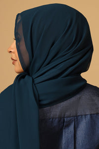 Georgette Hijab stole for Women - Navy - EastEssence.com