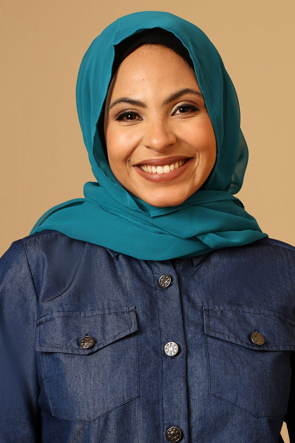 Georgette Hijab stole for Women - Teal - EastEssence.com