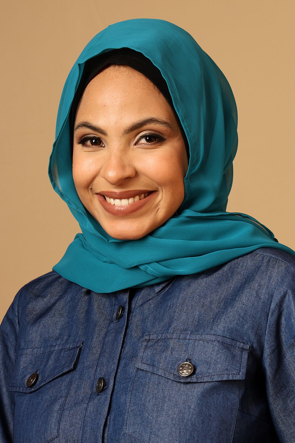 Georgette Hijab stole for Women - Teal - EastEssence.com