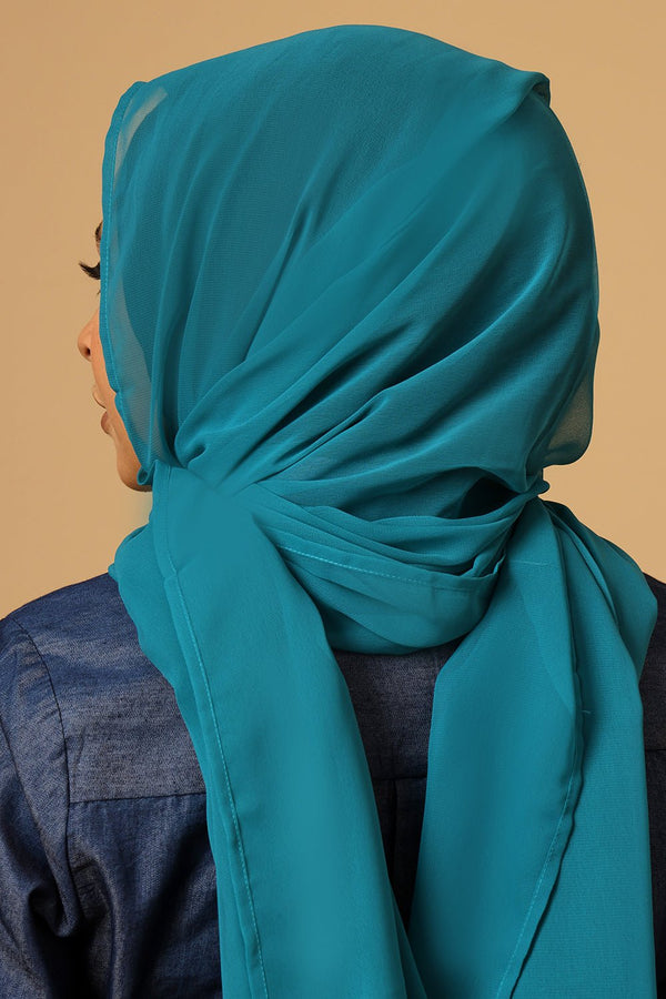 Georgette Hijab stole for Women - Teal - EastEssence.com
