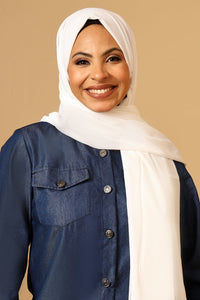 Georgette Hijab stole for Women - White - EastEssence.com