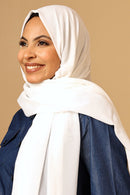 Georgette Hijab stole for Women - White - EastEssence.com