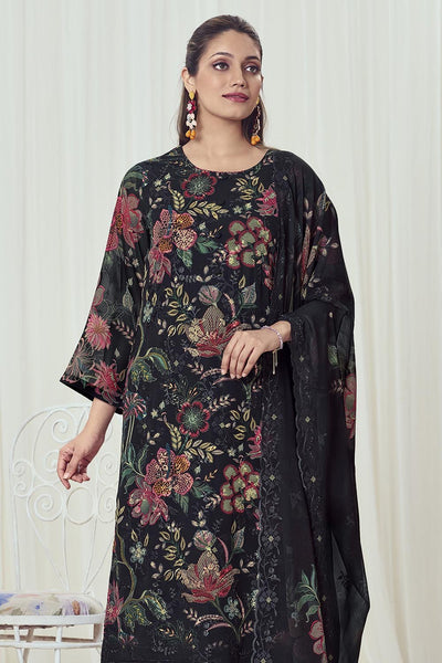 Georgette Kurta with Round neck Pant Dupatta Set - EastEssence.com