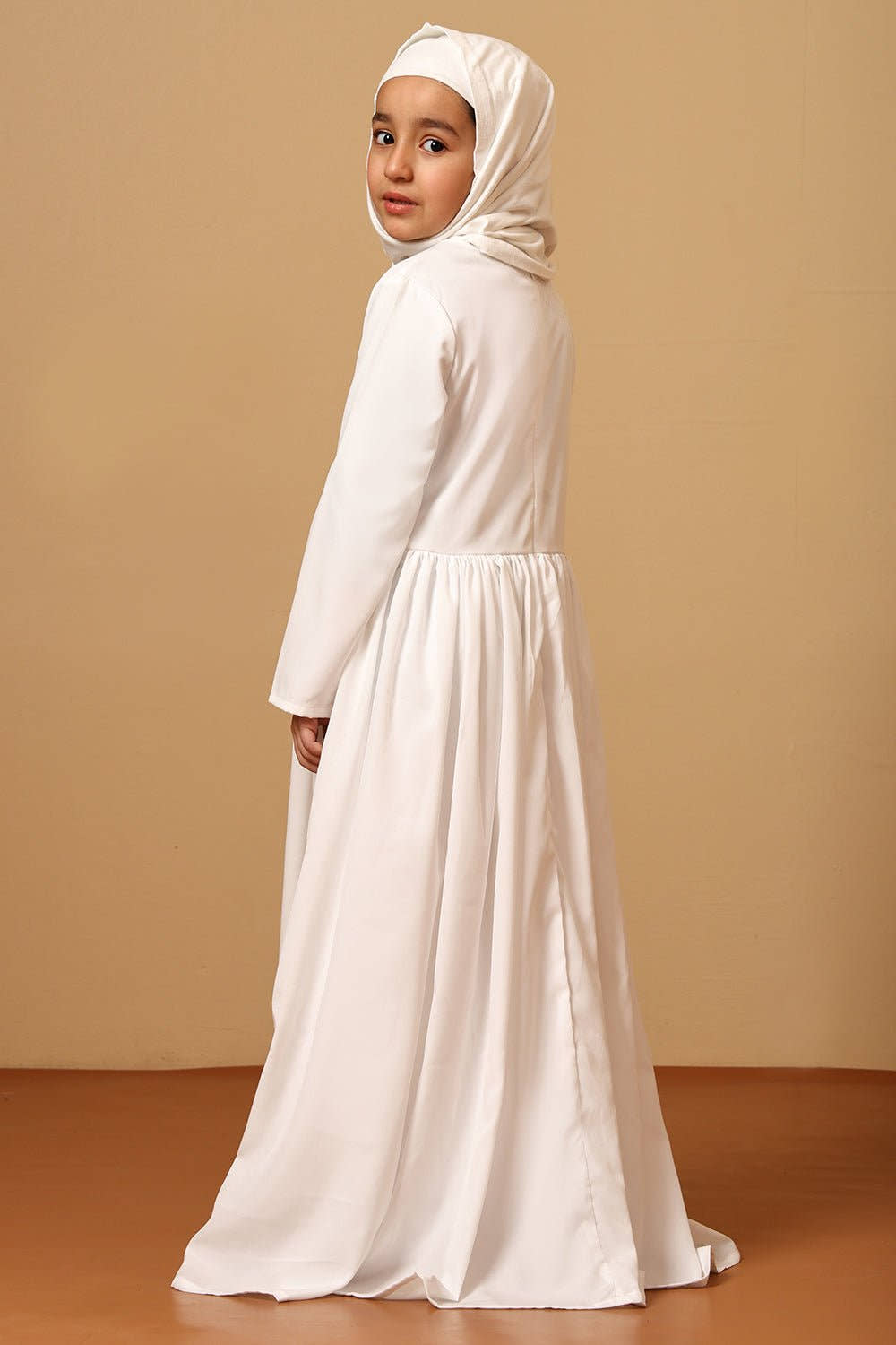 Girls Crepe Embroidered Flared Abaya Dress - EastEssence.com