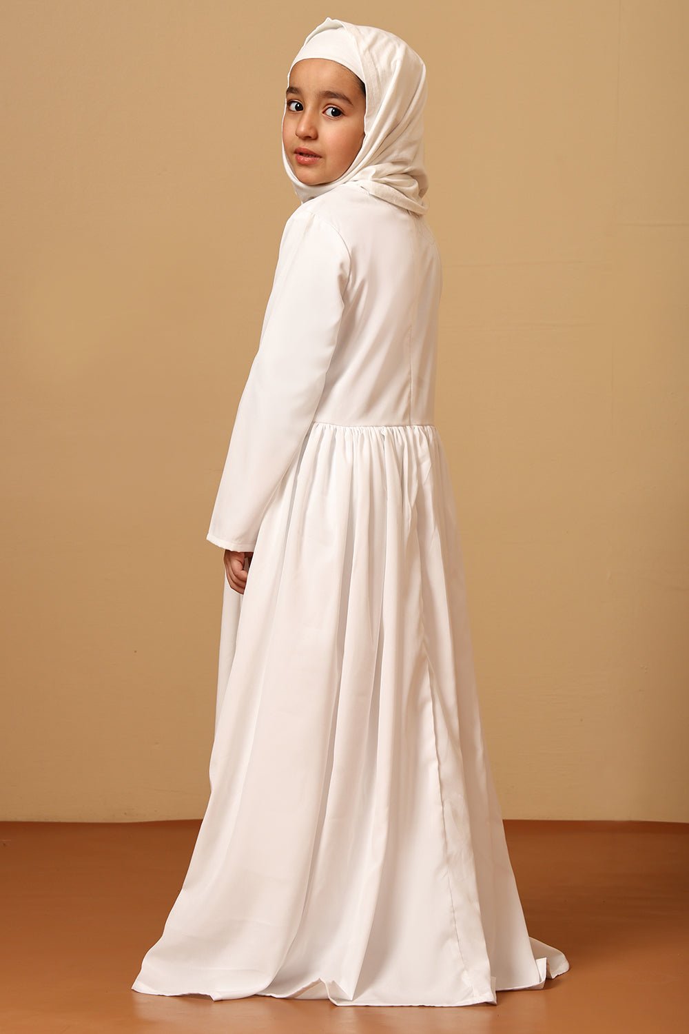 Girls Crepe Embroidered Flared Abaya Dress - EastEssence.com