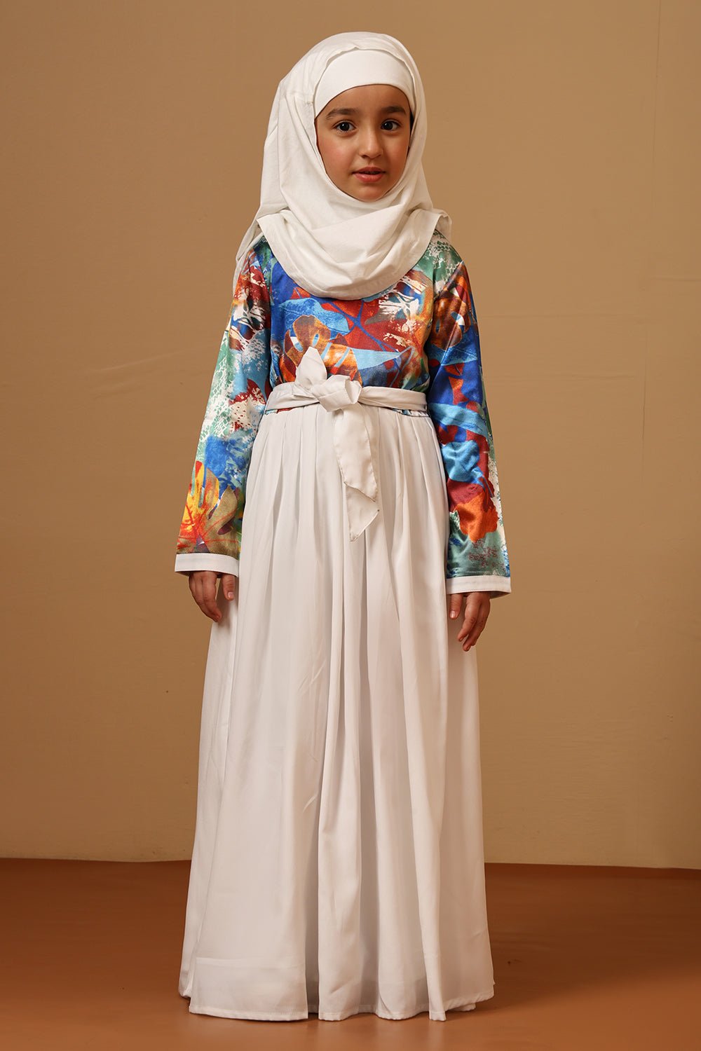 Girls Crepe Embroidered Flared Abaya Dress - EastEssence.com