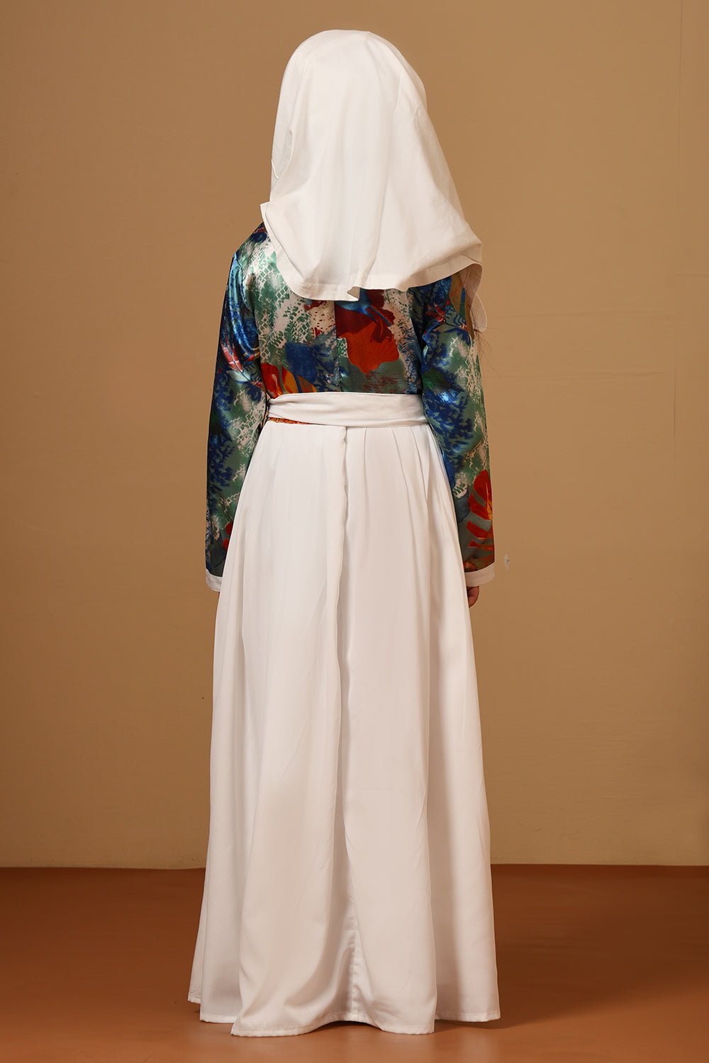 Girls Crepe Embroidered Flared Abaya Dress - EastEssence.com