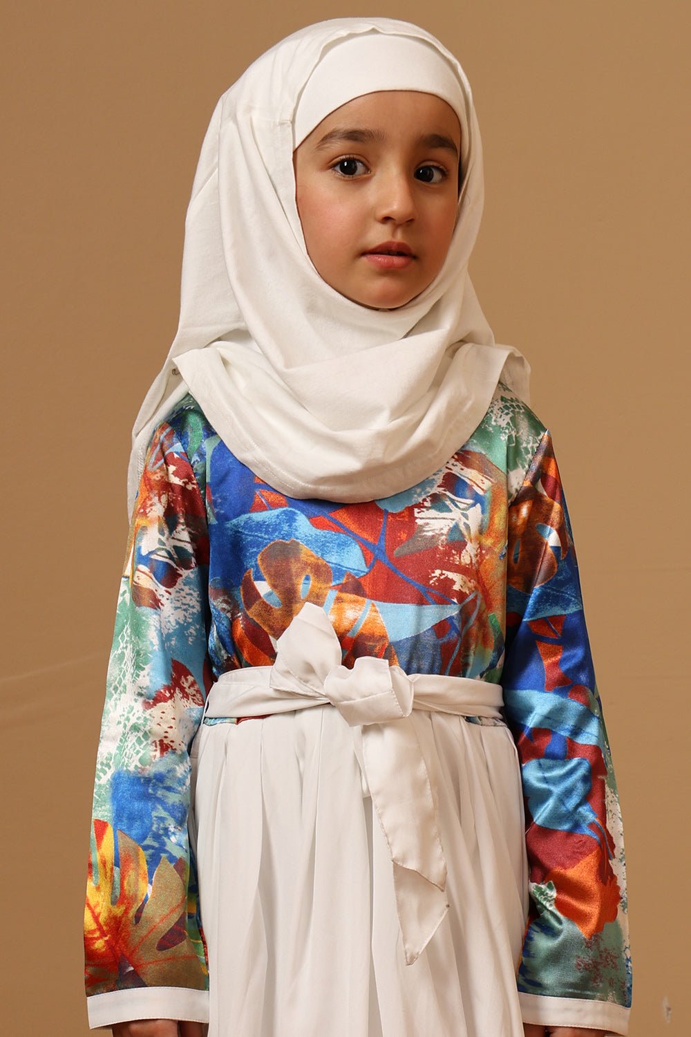 Girls Crepe Embroidered Flared Abaya Dress - EastEssence.com