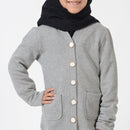 Girls Grey Button Accent Cardigan - EastEssence.com